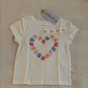 Cat & Jack White Tee with Floral Heart Design